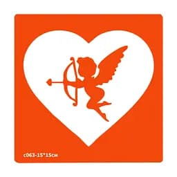 Трафарет для био-тату Сердечко Fresh Tattoo c063_pr-15*15см, размер 15х15см