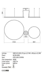 Підвісний світильник Redo ORBIT SU LED 108W 4000K D1000+600 SAND WHITE (4.1.2)-TRIAC 01-1922-TRIAC - мініатюра 3