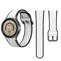 Ремінець для Samsung Galaxy Watch 6 40mm 6 44mm - біло-чорний ширина кріплення 20мм силікон Watchbands Double Line (W12-7WB32634024) - мініатюра 5
