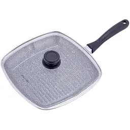 Сковорода-гриль зі скляною кришкою Kamille 28х28х4.5 см Чорна 000280036