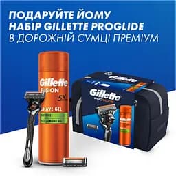 Подарунковий набір для чоловіків Gillette Fusion5 ProGlide: бритва + змінні катріджі для гоління 2 шт. + гель для гоління 200 мл + косметичка - мініатюра 8