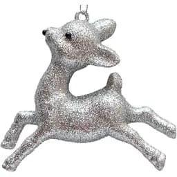 Ялинкова іграшка Оленятко Devilon 10 см сріблястий пластик декоративна новорічна фігурка (005055)