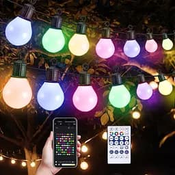 Наружные гирлянды Aomdom, 100 футов/30 м 50 светодиодных гирлянд для помещений с дистанционным управлением и приложением, таймер