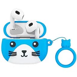 Наушники беспроводные Hoco EW46 Cat в комплекте с чехлом голубые