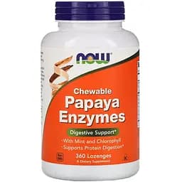 Натуральная добавка NOW Papaya Enzymes, 360 жевательных таблеток