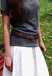 Женский кожаный бохо-ремень темно-коричневый Crazy Horse