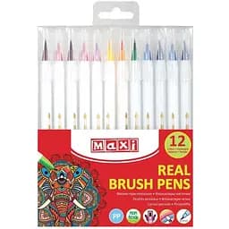Фломастери Maxi пензлики REAL BRUSH, 12 кольорів, лінія 0,5-6 мм (MX15232)
