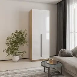 Шкаф 2-дверный MebelStar Оскар Gloss BL-B, блок ящиков 80x52x220 см Дуб сонома/Белый (MBS-5135)