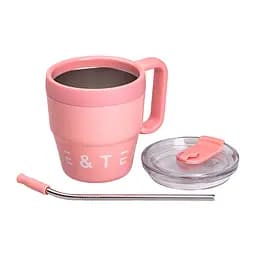 Термочашка Coffee & Tea 480 мл з трубочкою і подвійним відкриванням, рожевий Yiwu HP-14-23P - мініатюра 9