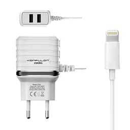 Зарядний пристрій iPhone 5 6 7 8 Konfulon блок живлення Lightning + 2 usb