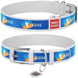 Нашийник для собак Waudog Design шкіряний з QR паспортом малюнок Прапор M (4823089354071)