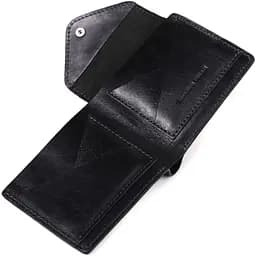 Чоловіче шкіряне портмоне чорне GRANDE PELLE 11.5х9х1.5 см acs0032101 - мініатюра 2