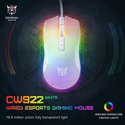 Комп'ютерна мишка Onikuma ігрова C-22 Pro з RGB підсвіткою та 6400 DPI дротова для ПК та ноутбука білий - мініатюра 4