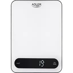 Ваги кухонні Adler AD 3177 white black електронні/ 10кг/ г; мл, унція/ USB type C/ автовимкнення