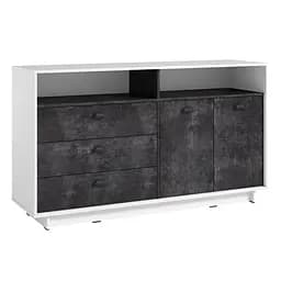 Тумба-Комод Moreli Kuba FK-0002 с ящиками и дверцами 1580х900х450мм Белый/Бетон Темный