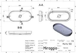 Умивальник Miraggio Marta 900 matt 0000732, Білий матовий - мініатюра 5