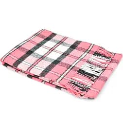 Плед вовняний Vladi Палермо 140x200 рожево-темно-сірий-білий 4