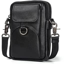 Кожаная сумка через плечо John McDee черная 13.5х19х5 см sum0028283