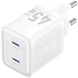 Зарядний пристрій Vention 2xUSB-С 45W GaN білий (FEFW0-EU)