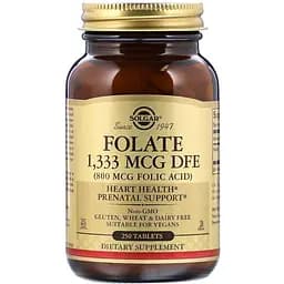 Фолат Solgar Folate фолиевая кислота 1.333 мкг DFE 800 мкг 250 таблеток