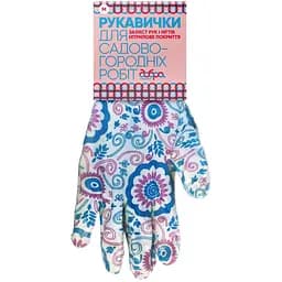 Перчатки садовые Добра господарочка с нитриловым покрытием M Белые с принтом