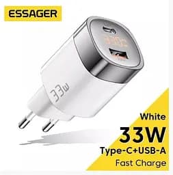 Зарядний пристрій Essager EU 33W GaN USB 1U+1C з екраном (JT-P18) - мініатюра 2