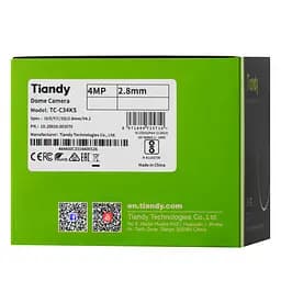 IP-камера TC-C34KS Spec:I3/E/Y/C/SD/2.8mm/V4.2, 4MP, Starlight Dome, 2.8mm, f/1.6, IR30m, PoE Tiandy teh0016014 - мініатюра 6