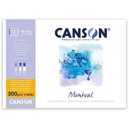 Склейка для акварелі MONTVAL 300 г/м2 12 л натуральне біле середнє зерно Canson