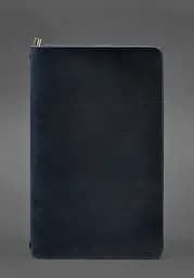 Кожаный блокнот (софт-бук) 8.0 на резинке синий Crazy Horse