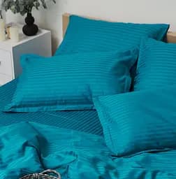 Набір наволочок Moon&Star Satin Stripe Turkish Blue 60х60 см 2 шт - мініатюра 2