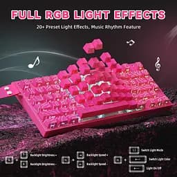 Ігрова дротова магнітна клавіатура Attack Shark R82 / Дротове підключення / Magnetic Switch / Pink - мініатюра 4