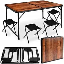 Стіл туристичний складаний зі стільцями Heckermann 120×60