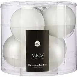 Комплект ялинкових куль Mica Decorations скляні 8 см білі 6 шт. (1180821)