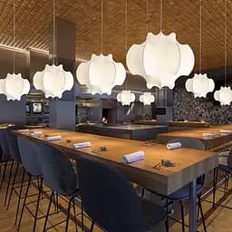 Світильник із білим абажуром 40х30 см у стилі Wabi-sabi | Арт. PLP 05-400*320 | Line F