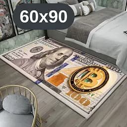 Стильний та зносостійкий килим для дому "100 доларів Bitcoin "60х90" KT8000203