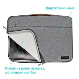 Чохол до ноутбука Grand-X 15" SLX Grey (SLX-15G) - мініатюра 4