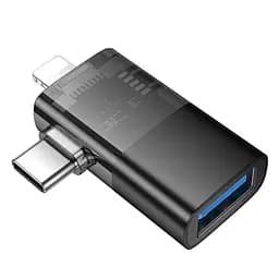 Адаптер перехідник Hoco UA36E 2в1 Lightning/ Type-C to USB чорний - мініатюра 5