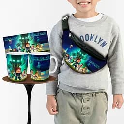 Набор: детская сумка-бананка+кружка Майнкрафт "Minecraft" 32х15см,бананка для мальчика через плечо (00922)