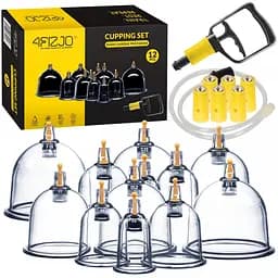 Вакуумные массажные банки 4FIZJO для тела (китайские/атницелюлитные банки) 12 шт с помпой 4FJ0579 (P-5907739319906)