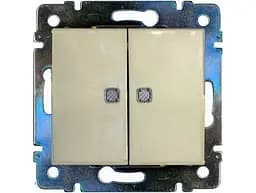 Выключатель Brille двухклавишный с подсветкой 774328 Валена