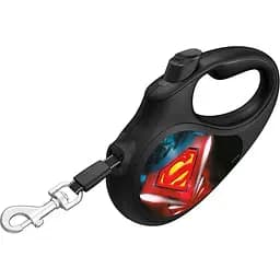 Повідець-рулетка для собак Waudog R-leash Супермен Лого, світловідбиваючий, L, до 50 кг, 5 м, чорний - мініатюра 2