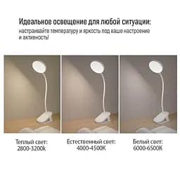Настільна лампа LED ColorWay Flexible & Clip 2 із вбудованим акумулятором біла (CW-DL10FCB-W) - мініатюра 5