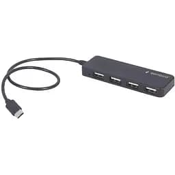 Хаб Usb Gembird UHB-CM-U2P4-01, черный, Type-C 2.0 - 4xUsb 2.0, кабель 30 см