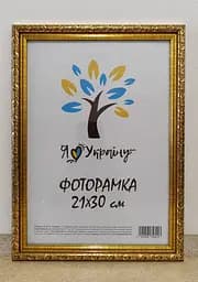Фоторамка 21Х30, (А4), золота із золотим обрамленням, 2115В-47, СКЛО + КАРТОН                                                              duplication