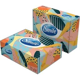 Серветки косметичні тришарові Smile білі 70 шт. в асортименті
