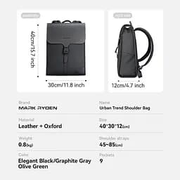 Рюкзак міський для ноутбука 15.6" Mark Ryden 1611 офісний вологозахищений 18л Gray (18663) - мініатюра 9