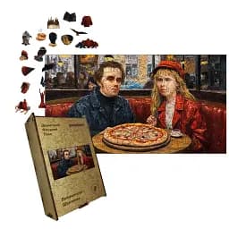 Деревянный фигурный пазл Свидание Шевченко и Леси, А5, Картонная коробка 35 элементов