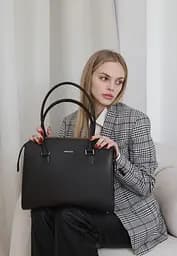 Жіноча шкіряна сумка Business темно-коричнева Краст - мініатюра 8