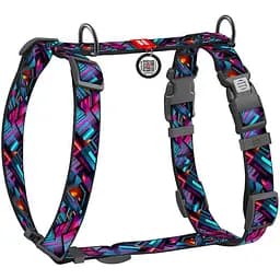 Шлея для собак Waudog Nylon анатомічна H-подібна з QR-паспортом, малюнок "Нескінченні світи", пластиковий фастекс, M