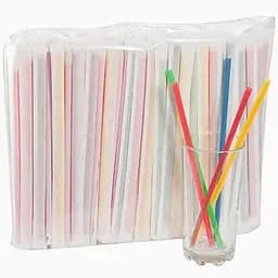 Трубочка для напитков пластиковая без изгиба Ø 6.8 мм 21 см в индивидуальной упаковке 200 шт.